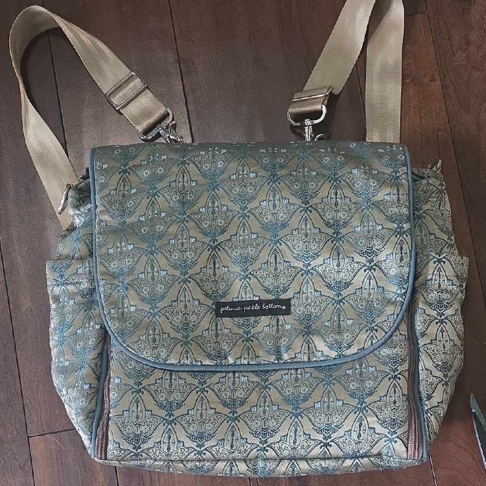Petunia Pickle Bottom Blue and Tan Baby Bag